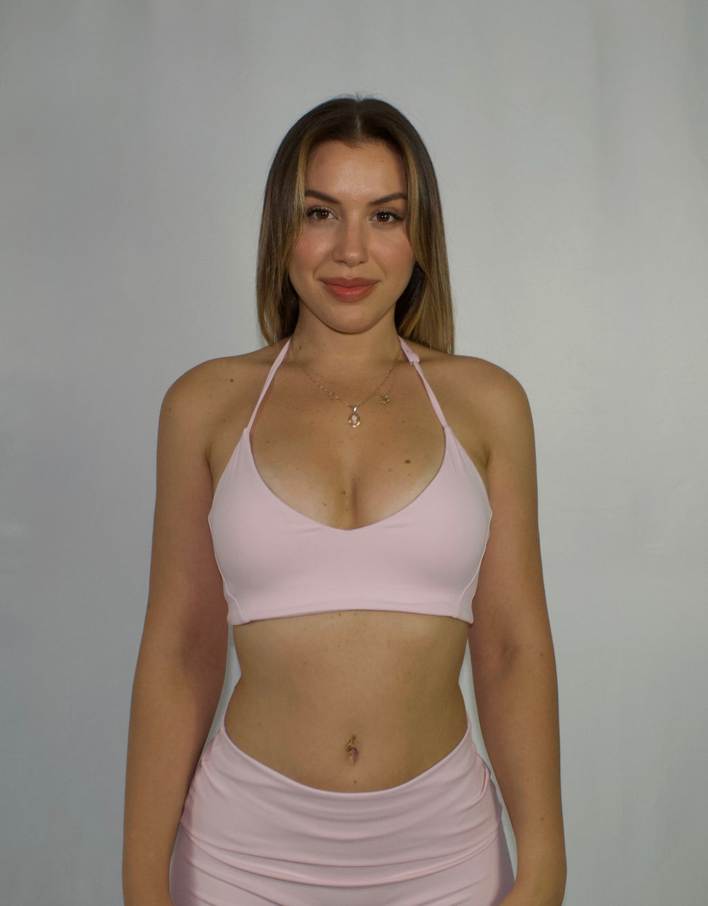 SoftEra™ - Halter Sports Bra in Cotton Pink