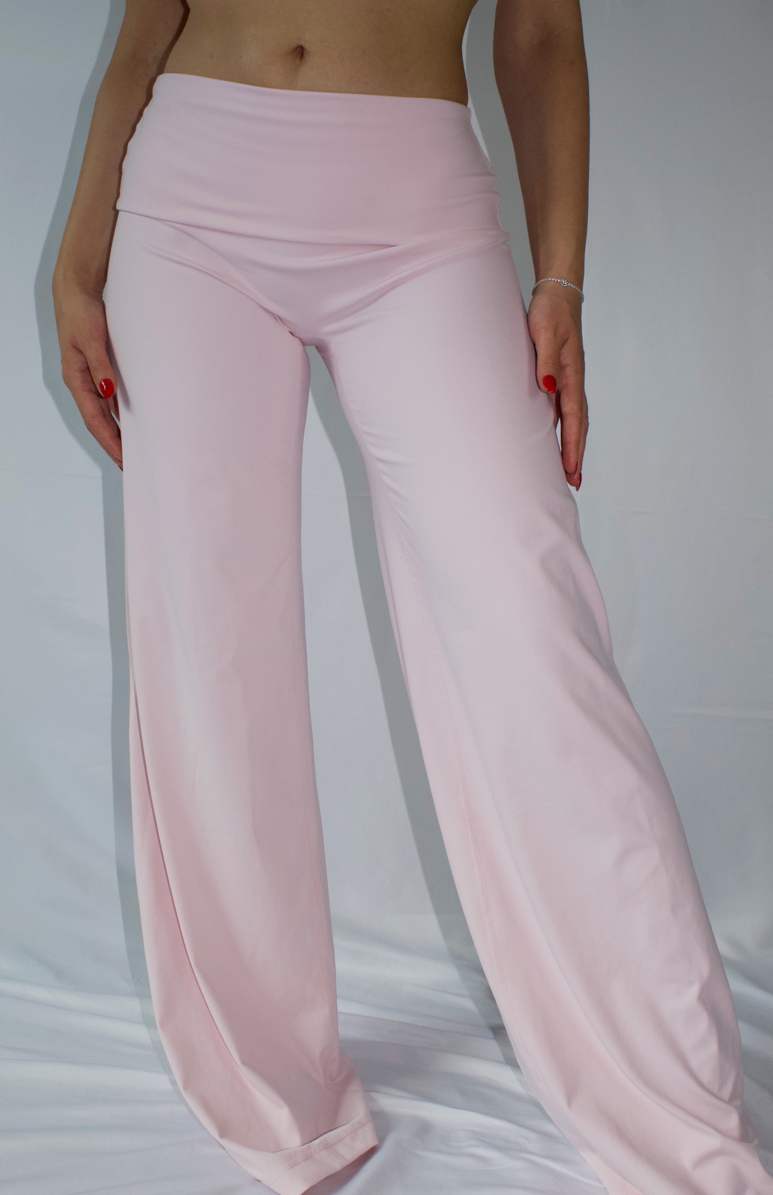 SoftEra™ - FoldOver Straight Leg Pants in Pink Cutton